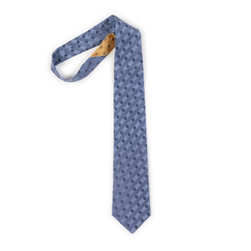TOMMY HILFIGER two-tone Blue / Gold 100% silk neck tie Made in U.S.A.
